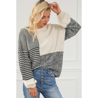 Black Neutral Colorblock Tie Back Sweater - L thumbnail