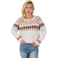 Multicolor Mixed Geometric Detail Raglan Sleeve Sweater - M thumbnail