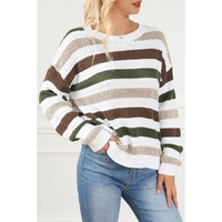 Stripe Crochet Hollow out Knit Sweater - S thumbnail