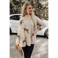 Parchment Lively Cheetah Print High Neck Split Hem Sweater - L thumbnail