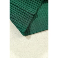 Blackish Green Patch Pocket Ribbed Knit Short Sleeve Sweater - L thumbnail