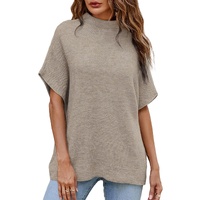 Apricot High Neck Short Bat Sleeve Sweater - XL thumbnail
