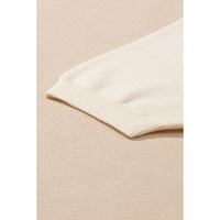 Beige Flower Pattern Short Sleeve Knitted Top - M thumbnail