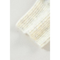 White Contrast Stitch Detail Ribbed Trim Sweater - XL thumbnail