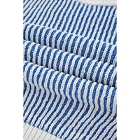 Dark Blue Striped Textured Knit Contrast Edge Loose Sweater - 3XL thumbnail