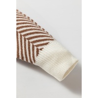 Coffee Contrast Edge Crew Neck Drop Shoulder Sweater - 2XL thumbnail