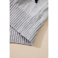Gray Star Pattern Drop Shoulder Sweater - L thumbnail
