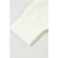 Orange Stripe Loose Color Block Drop Shoulder Bubble Sleeve Sweater - L thumbnail