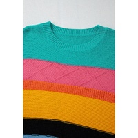 Yellow Colorblock Mixed Textured Drop Shoulder Sweater - S thumbnail