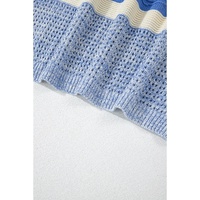 Light Blue Open Stitch Puff Sleeve Sweater - M thumbnail