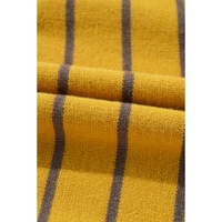 Yellow Stripe Daisy Floral Knitted Round Neck Sweater - L thumbnail