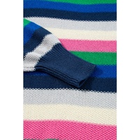 Bright Green Rainbow Striped Crew Neck Drop Shoulder Sweater - M thumbnail
