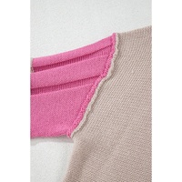 Simply Taupe Colorblock Exposed Seam Round Neck Sweater - L thumbnail