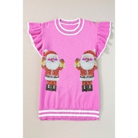 Bonbon Sequin Father Christmas Ruffled Sleeve Sweater T Shirt - L thumbnail