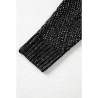Black Cable Knit Drop Shoulder Loose Fit Sweater Dress - M thumbnail