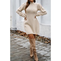 Parchment Pearl Beaded High Neck Bodycon Sweater Dress - XL thumbnail