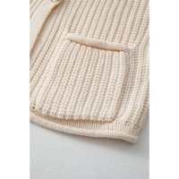White Solid Textured Knit Side Pockets Buttoned Sweater Vest - S thumbnail