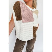 Multicolor Colorblock Mix Textured Sweater Tee - L thumbnail