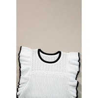 White Crochet Eyelet Flounce Tank Top - L thumbnail