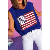 Bluing Sparkling American Flag Knitted Vest - L thumbnail
