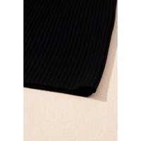 Black Colorblock Edge Ribbed Knit U Neck Tank Top - L thumbnail