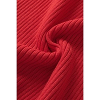Fiery Red Colorblock Edge Ribbed Knit U Neck Tank Top - L thumbnail