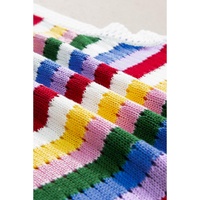 Multicolour Striped Knitted Eyelet Slim Sweater Vest - M thumbnail