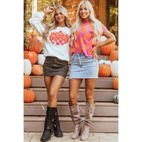 Strawberry Pink Colorblock Plaid Pattern Ribbed Trim Sweater Tank Top - L thumbnail