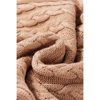 Light French Beige Solid Color Cable Knit High Neck Tank Top - M thumbnail