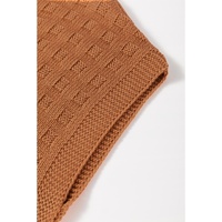 Camel Round Neck Textured Knit Sweater Vest - XL thumbnail