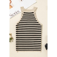 Black Stripe Crew Neck Slim Fit Sweater Vest - L thumbnail