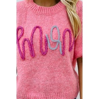 Bonbon Mom Tinsel Front Short Sleeve Sweater - XL thumbnail
