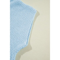 Iceland Blue High Neck Bat Short Sleeve Sweater - L thumbnail