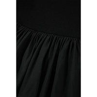 Black Ribbed Knit Long Sleeve Scoop Neck Peplum Patchwork Top - XL thumbnail