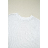 Jet Stream Solid Color Sweater Tee with Side Slits - L thumbnail