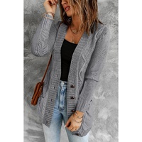 Dark Gray Front Pocket and Buttons Closure Cardigan - S thumbnail