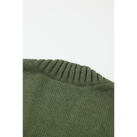 Green Front Pocket and Buttons Closure Cardigan - M thumbnail