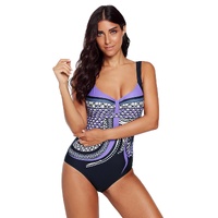 Azura Exchange Purple Tribal Print One Piece Swimsuit - M thumbnail