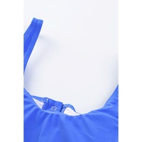 Blue Square Neck Sleeveless Fashion Print Tankini Set - M thumbnail