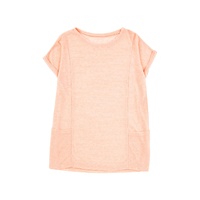 Pink Loose Fit Pockets Short Sleeve Beach Cover Up - M thumbnail
