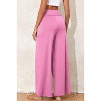 Bonbon Knotted Drop Waist Split Leg Relaxed Pants - M thumbnail
