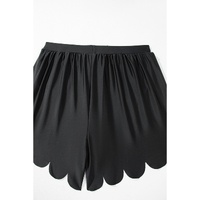 Black Scalloped Trim Beach Shorts - S thumbnail