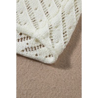 White Hollowed Crochet Cropped 2 Piece Beach Dress - L thumbnail