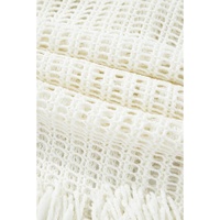 White Crochet Fishnet Fringed Edge V Neck Beach Cover Up - S thumbnail