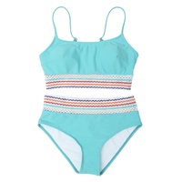 Sky Blue Striped Patchwork Spaghetti Strap High Waist Bikini Swimsuit - XL thumbnail