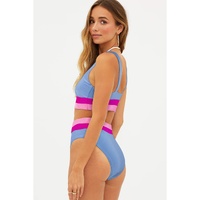 Light Blue Colorblock High Waisted Bikini Swimsuit - L thumbnail