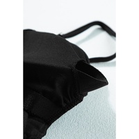 Black Ribbed Drawstring Sides Cutout One Piece Swimsuit - XL thumbnail