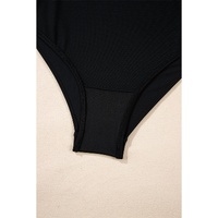 Black Colorblock Edge Belted One Piece Swimsuit - M thumbnail