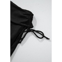 Black Drawstring Ruched High Waist Loose Swim Shorts - S thumbnail