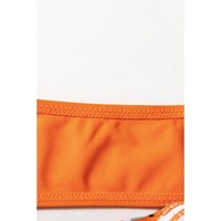 Carrot 3pcs Tropical Contrast Trim Halter Bikini Set with Cover up - S thumbnail